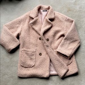 Pink fluffy winter coat